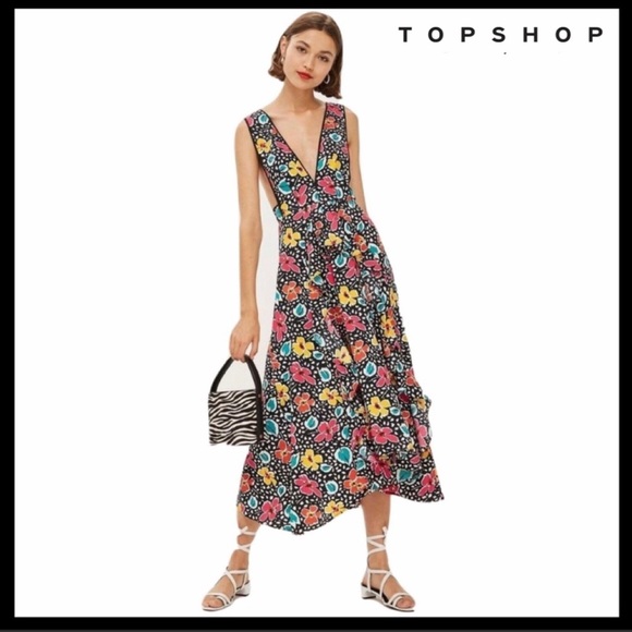 Topshop Dresses & Skirts - 💥6 HR SALE💥 TOPSHOP FLORAL PRINT MIDI DRESS